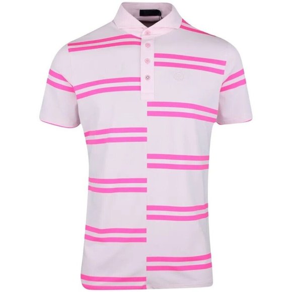 G/FORE Offset Stripe Pique Men's Polo Golf Shirt Blush Pink Size XXL